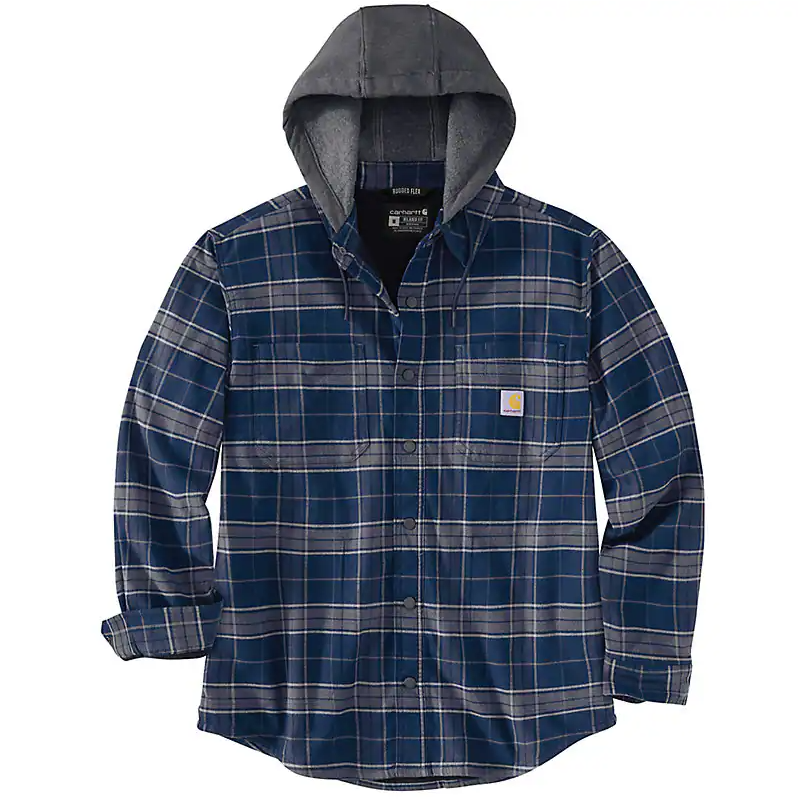 Sherpa Lined Flannel With Hoodie Attached Rugged Flex® Relaxed Fit